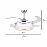 42" Invisible Ceiling Fan w/ Light Lamp Bluetooth 7-Color LED Chandelier w/ Bluetooth Music Player Speaker Remote Control