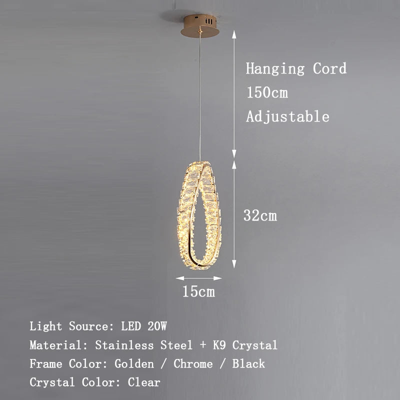 Small Crystal Modern Chandeliers for Dining Table Decors Golden Luxury Hanging Lamps for Ceiling Home Lighting Fixture LED Luster's
