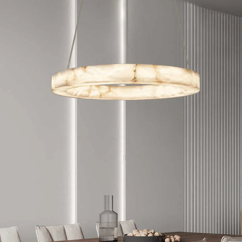 Faux Marble Round Pendant Light Artificial Stone Creative Hanging Lamp Living Room Dining Room Study Hotel Resin Ceiling Light