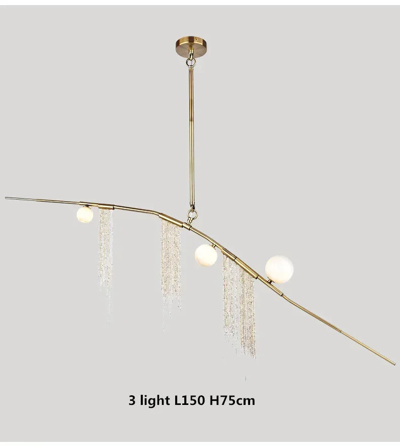 Designer G9 Chandelier Gold Tassel Led Glass Pendant Chandelier Lighting Living Room Rod Hanging Lamp Fixtures Room Decor
