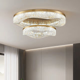 Luxury Gold Lustre Crystal Chandelier Rounded Copper Ceiling Lamp for Dining Living Room Bedroom Home Decoration