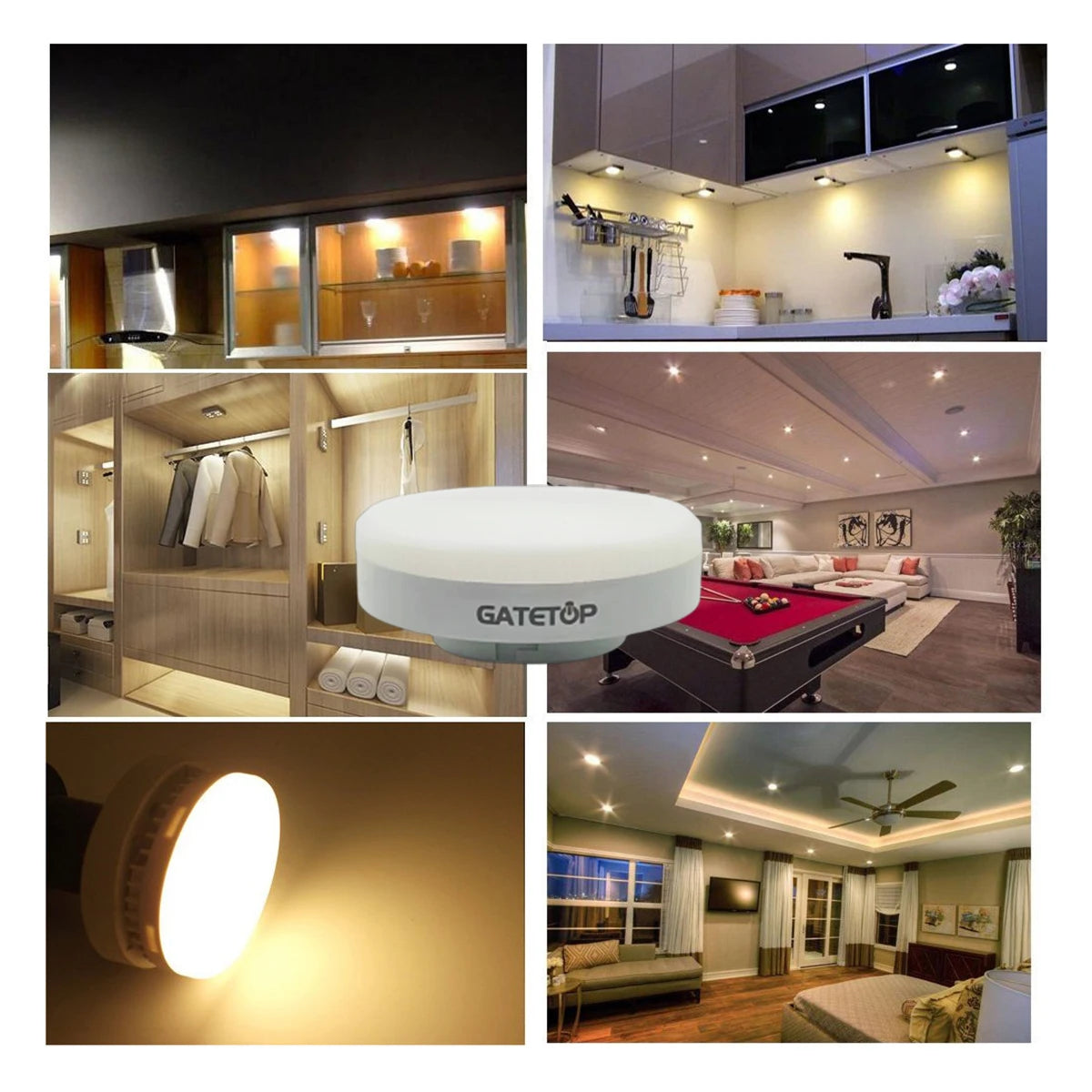 LED cabinet light wardrobe light GX53 spotlight AC85V-260V 4-20PCS  no flickering warm white light 5W-15W high lumens 100LM/W