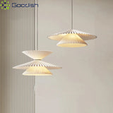 Minimalist Japanese Pleated Fabric Texture Creative Ceiling lights Cream Tone Lamps for Living Dining Home Decoration Chandelier