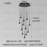 Nordic Water Droplet Pendant Light Hanging Stairs Chandelier Living Room Ceiling Light Modern Villa Bedside Lamp Indoor Lighting