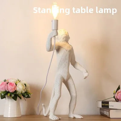 Nordic Resin Monkey Wall Lamp, Creative Animal Rope Light for Kids Room, Restaurant, Bar & Corridor Decoration