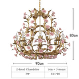 Nordic Light Luxury E14 LED Chandelier Rose Copper Ceramic Pendent Lamp Restaurant Living Room Bedroom Home Lighting Decoration