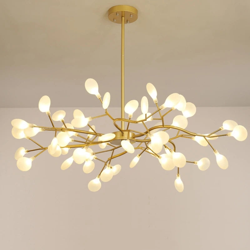 Branch Shape Firefly Ceiling Chandelier for House Baby Kid  Living Room Bedroom Decor G4 Led Lighting Indoor Hanging Lamp