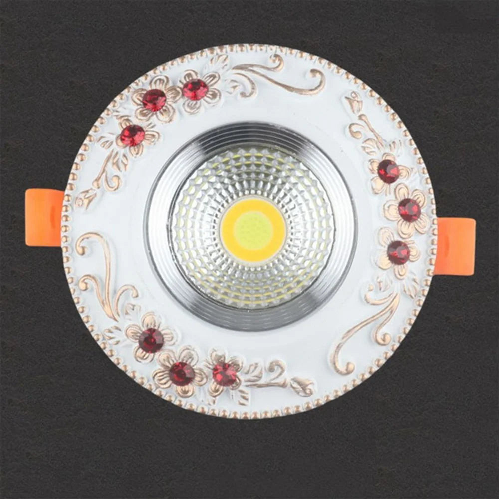 French Diamond Resin Figure LED Recessed Downlight (3W 5W 7W 10W 220V) - Decorative Art Ceiling Spotlight for Hotel Foyer, Hallway & Home Decor