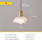 Nordic glass pendant lamp Japanese log wind cafe's restaurant three small chandelier bedroom bedside bar dining table lamps
