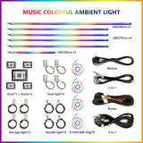 22 In1 Car Acrylic LED Ambient Lamps Universal Colorful Atmosphere Lights Auto Interior Neon Strip App Control 64 RGB  Lighting