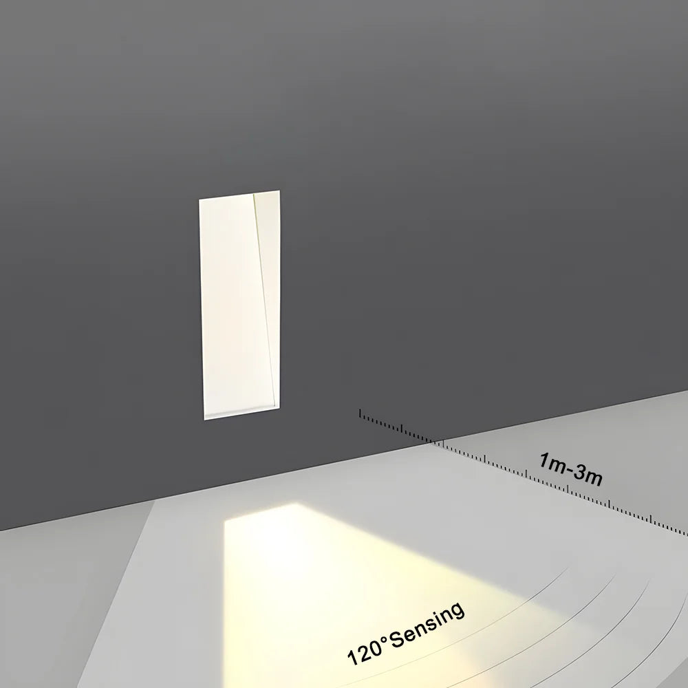 Indoor Frameless Step Lights 3W Motion Sensor LED Stair Stairway Hallway Lamp Embedded White Wall Modern Home Night Footlights
