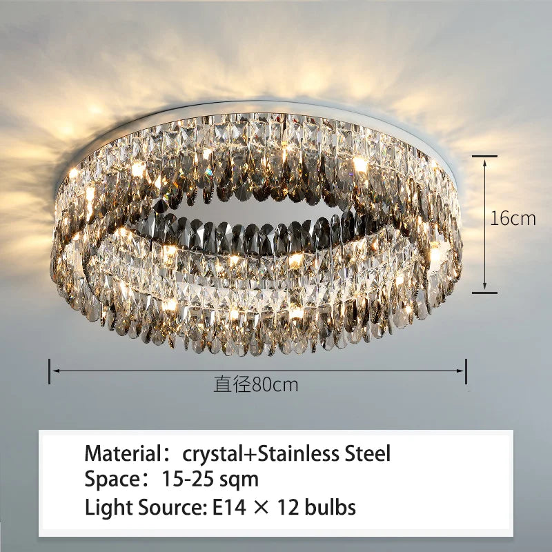 Modern LED Crystal Ceiling Light - Luxury Lustre for Living Room & Kitchen