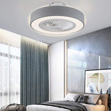 Modern Round Black/White/Gray 22 Inch LED Ceiling Fan Light with Remote Control for Study Room Bedroom