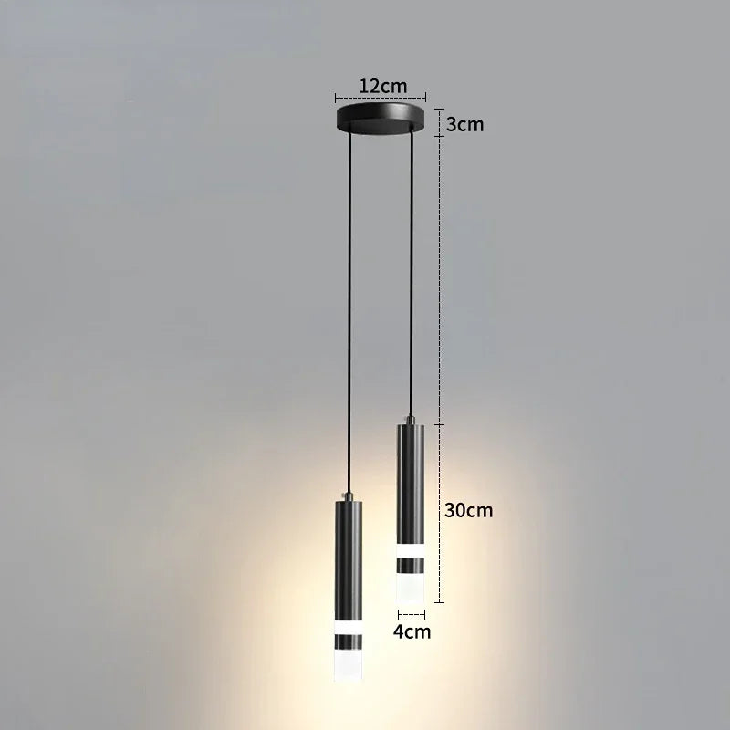Modern Led Long Pendant Light for Bedroom Bedside Living Room Hanging Lamps Reading Lighting Double Spotlight Decor Chandelier