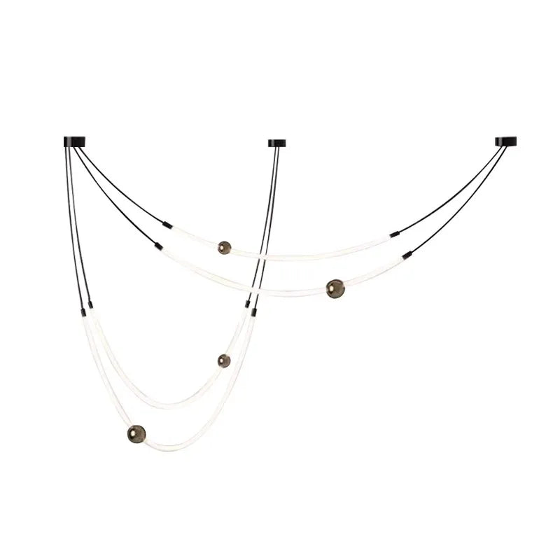Nordic restaurant living room pendant light with long lines artistic creative designer exhibition hall curved LED chandelier