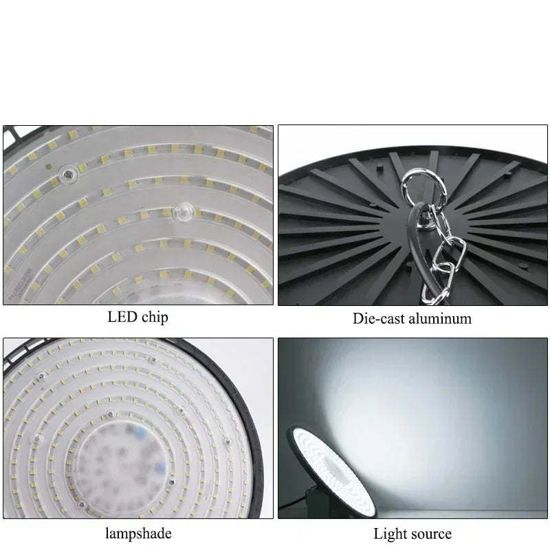 UFO High Bay LED Light (100W/150W/200W) 220V - Super Bright Industrial Warehouse & Garage Ceiling Light (Warm/Cool White)