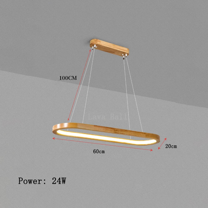Nordic Lamp Solid Wood Pendant Lights Restaurant Chandelier Simple LED Light Bar Dining Room Long Strip Lamps Lighting Fixture