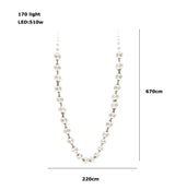 2026 Trendy Pearl Necklace Design LED Dimmable Chandelier Balls Staircase 6 m Long Suspension Luminaire Lampen For Living Room