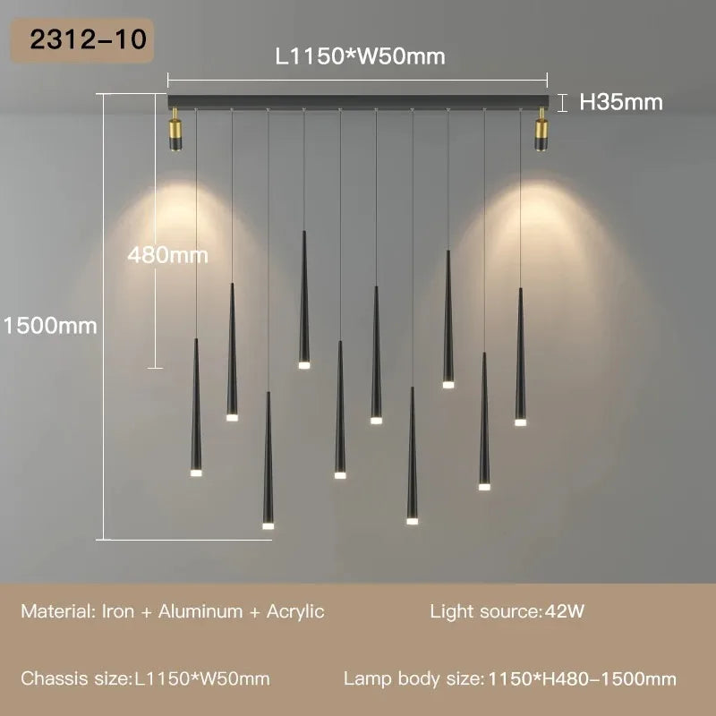 New Simple Long Strip With Spotlight Pendant Lamp Modern Chandeliers For Living Dining Room Bedroom Hall Indoor Lighting Fixture