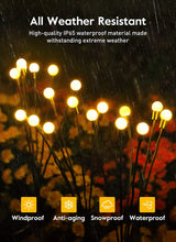 8-LED Solar Firefly Lights - Outdoor Waterproof Warm Glow Garden Lights