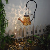Solar Watering Can Light Hanging Kettle Lantern Light Waterproof Garden Decor Metal Retro Lamp for Outdoor Table Patio Lawn YarD