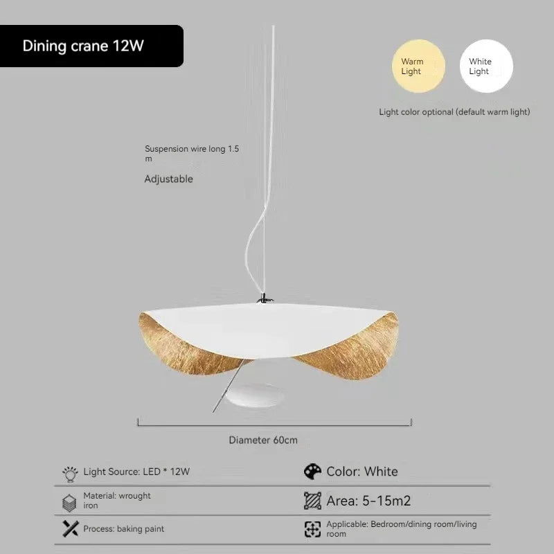 Modern Curved Chandeliers Living Room Restaurant French Hat Art Design Indoor Pendant Lights Home Decoration Eye Protection LED