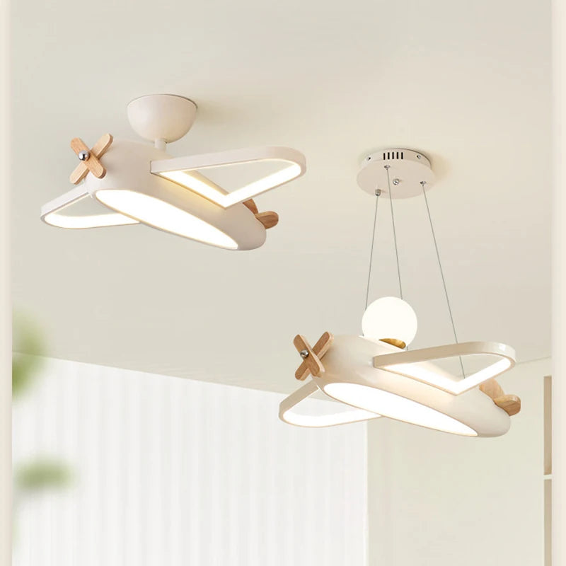 2026 Children's Room Airplane Chandelier - Creative LED Bedroom Pendant Light
