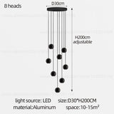 Orb Chandelier Interior Lighting Decorative Lamps Black Circular Penthouse Designer Living Room Pendant Stairwell Chandelier