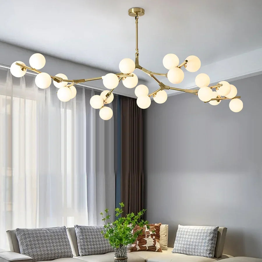 Modern Tree Branches Led Chandelier Glass Balls Hanging Chandelier Living Room Decoration Dining Room Bedroom Indoor Lighting