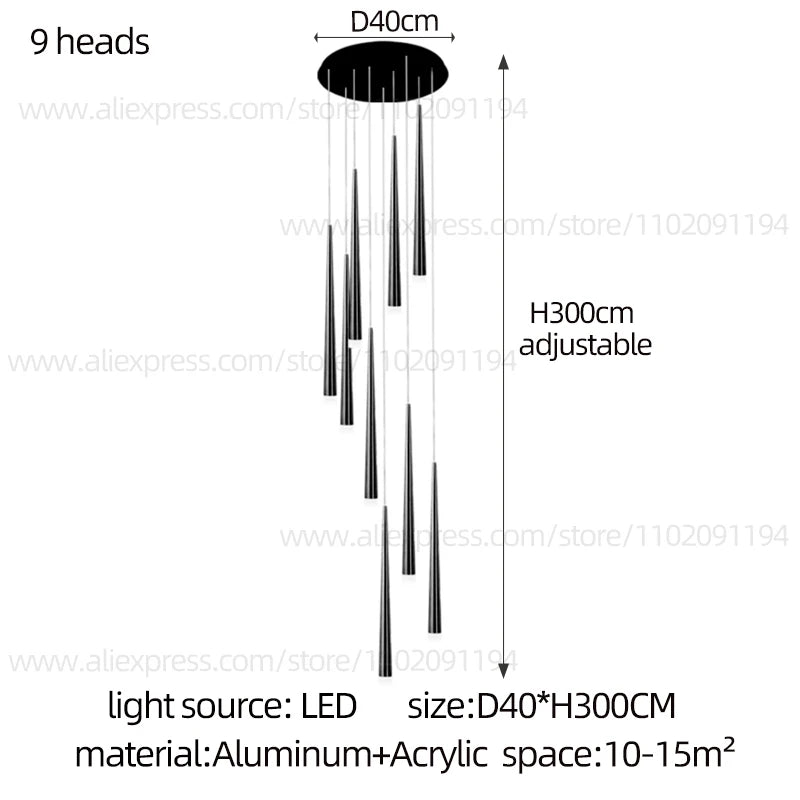 Modern Long Stairs Chandelier Living Room Attic Ceiling Light Home Decoration Pendent Lamp Dining Room Decoration Pendant Light