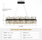 Dimmable Gold Rectangle Crystal Chandelier for Dining Living Room Modern Ceiling Light for Kitchen Island K9 Crystal Lights