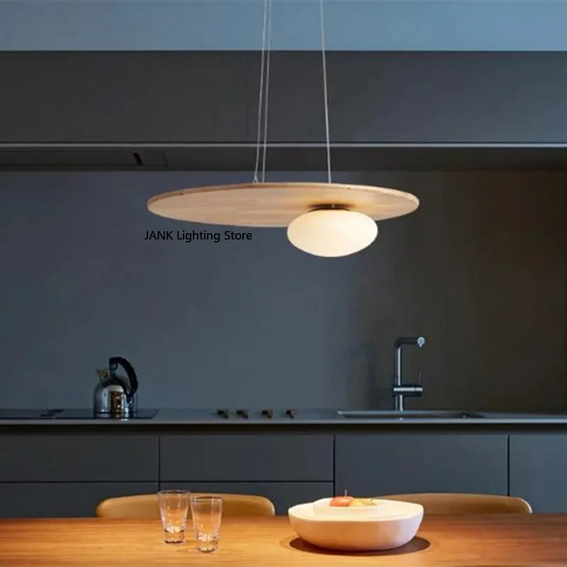 Wabi-sabi Style Wooden Chandelier for Living Room Kitchen Table Decoration Dining Office Japanese Light Including Light Bulbs