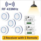 Wireless RF 433MHz Light Switch Kit - 10A Relay Receiver & Mini Wall Button