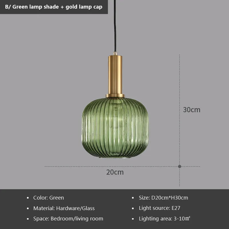 Nordic Retro restaurant colorful Glass pendant lights Creative living room Lamp Simple bedside lamp LED E27 light