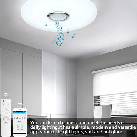 RGB LED Ceiling Light Dimmable Bluetooth-compatible Music Ceiling Lamp 2800K-6500K Home Decoration Light for Bedroom Living Room