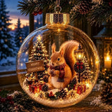 1pc 8CM Size Acrylic Material Christmas Ball Ornament Transparent Design with Light Santa Claus Pendant Hanging Christmas Decor