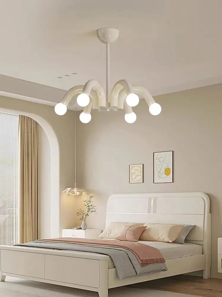 Modern Metal E27 Pendant Light in Black, Beige, Blue & Pink - Art Deco Ceiling Hanging Lamp Fixture for Parlor, Bedroom & Dining Room