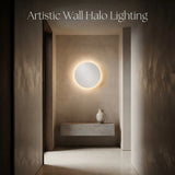 Modern Nordic Round LED Wall Lamp Aluminum Backlit Sconce Light Black White Gold Fixture for Bedroom Hallway Staircase Decor