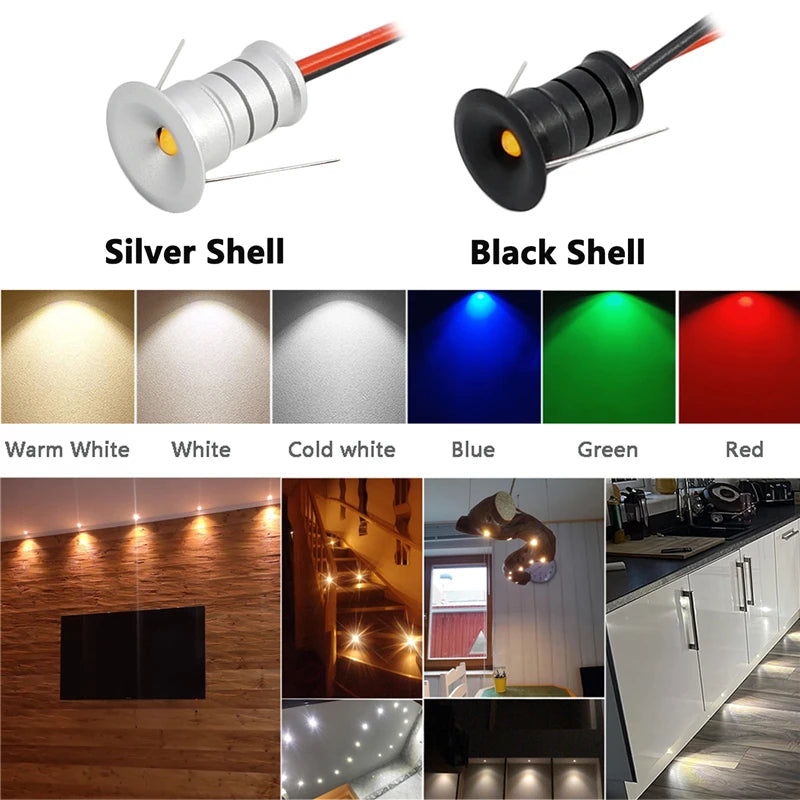 Mini Led Spot 12V 0.5W Recessed Indoor Spotlight IP65 10mm Cutout Ceiling Downlight for Home Bedroom Staircase Cabinet Spot Lamp