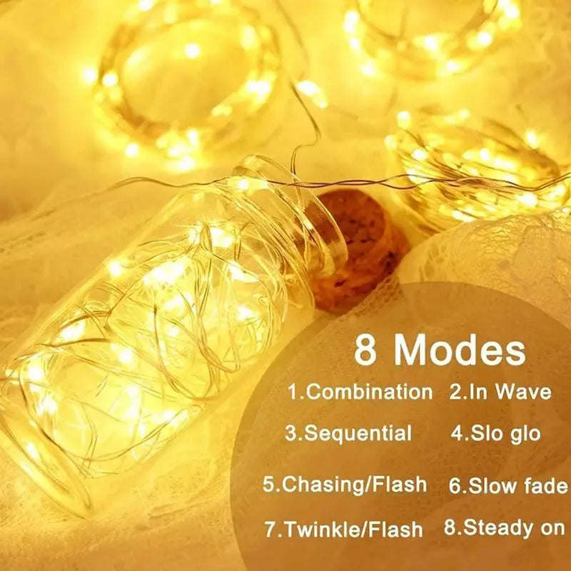 Curtain LED String Lights 8 Modes Fairy Light USB Remote Control Bedroom Holiday Wedding Christmas Decoration Lamp