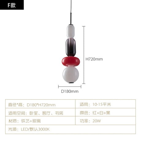 Nordic Colored Glass Pendant Lights Designer Poma Hanging Lamp Candy Glass Restaurant Bar Light Fixture Bedroom Bedside Lampara's