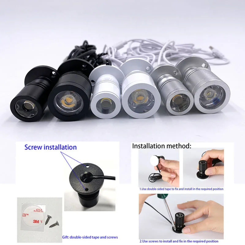 Rgb Led Spot Light Usb 5V Remote Dimming Mini Bulb 1W 3W Cabinet Showcase dollhouse Jewelry Lamp Stage KTV Bar Light