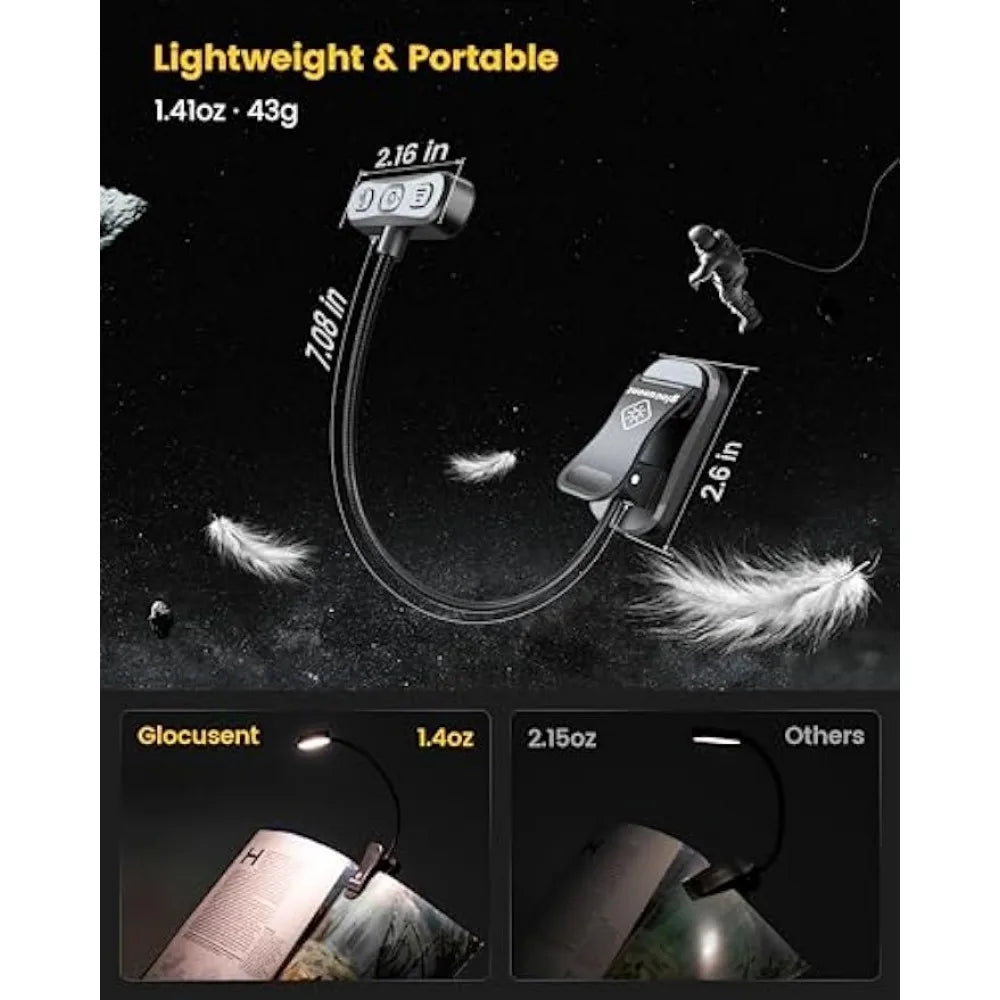 Eye Caring Horizontal ET-Head Book Light Brightness Dimmable Book Lamp USB Rechargeable Read Light  Bedside Reading Night Light