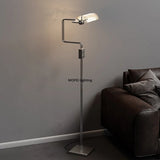 Modern LED Floor Lamp Steel Transparent Glass Shade Vertical Standing Light Bedroom Living Room Indoor Atmosphere Home Decor