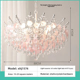 French Vintage-Style Living Room Chandelier In A Retro Blue Shell Villa Duplex Bedroom Crystal Lamp With A Sophisticated Touch