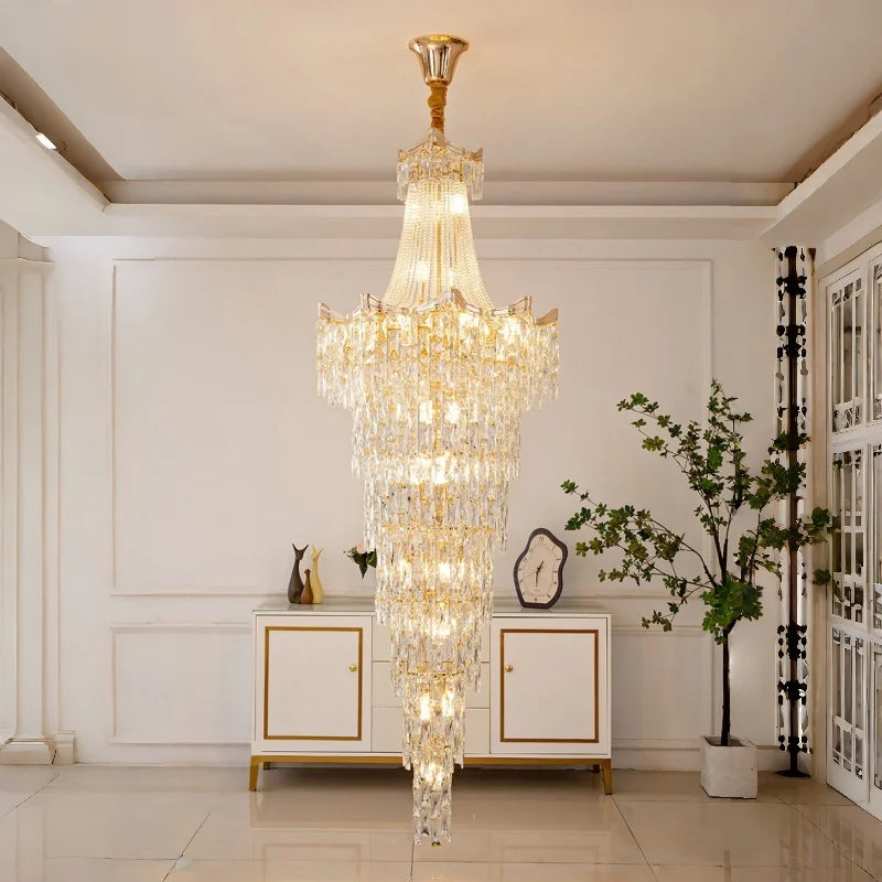 Staircase Long Chandelier Duplex Crystal Chandelier Light Luxury Villa Living Room And Lobby Light Lustre Ceiling Chandelier ﻿