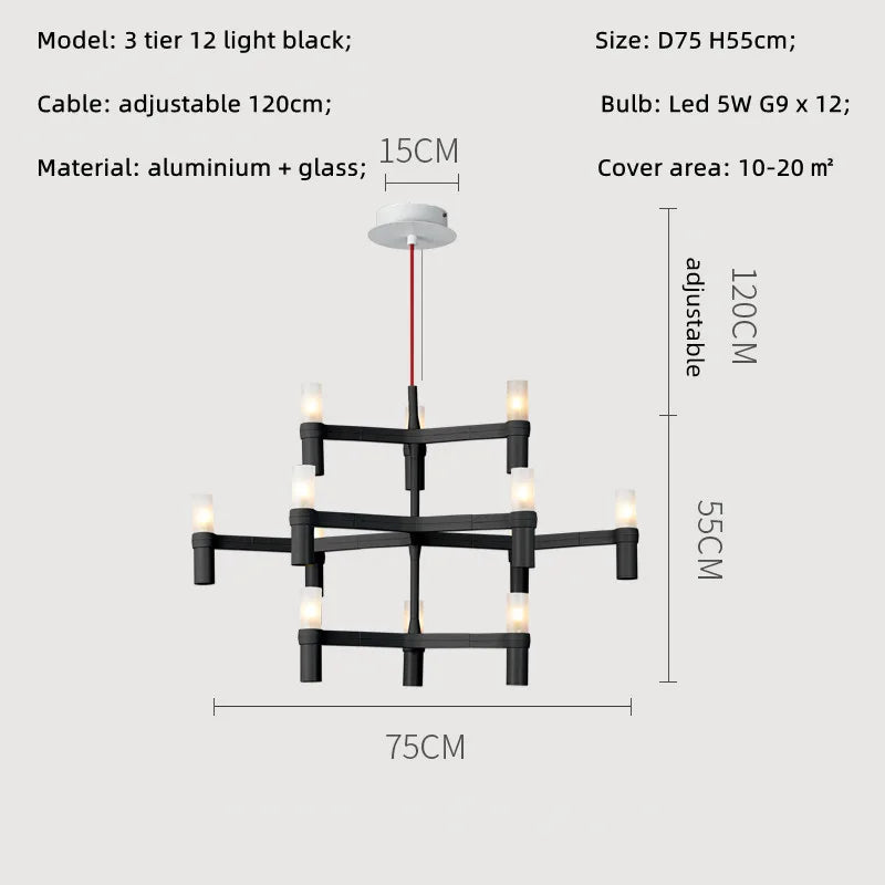 Modern Luxury Foyer G9 Led Chandelier Lustre Metal Pendant Chandelier Lighting Stairs Hanging Lamp Deco Led Indoor Light Fixture