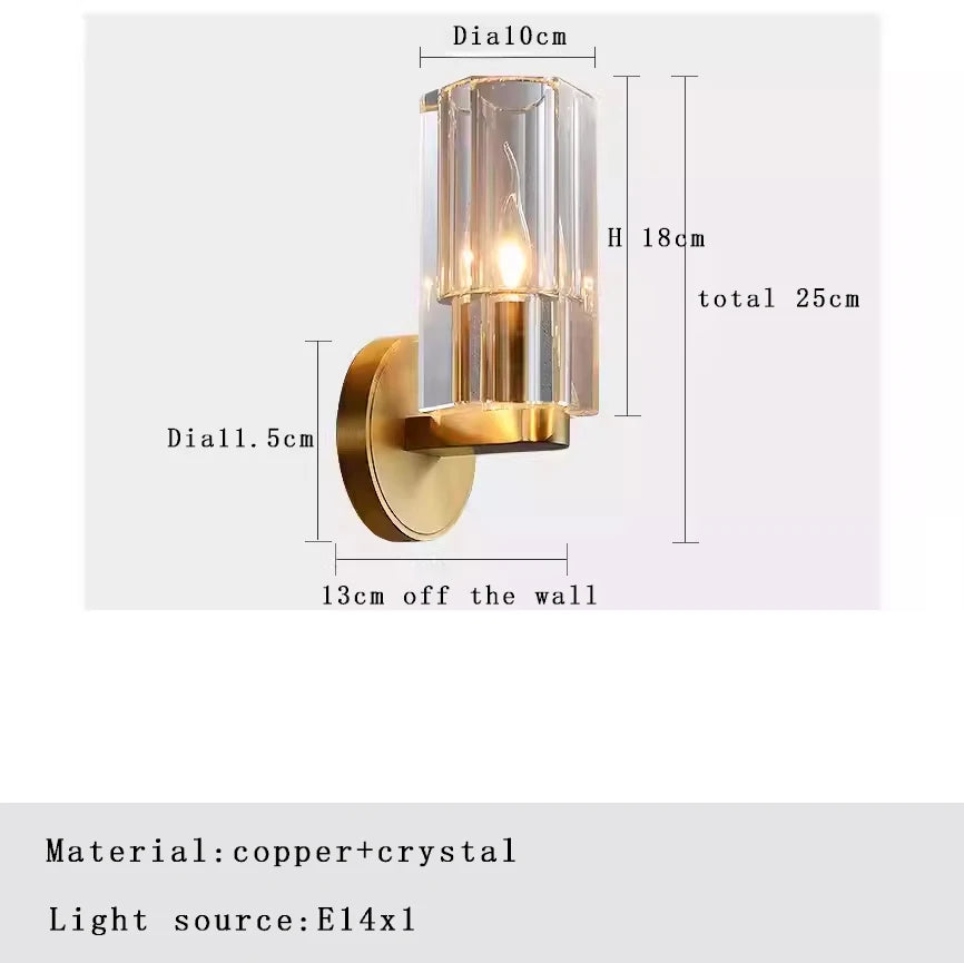 2025 Wall Lamps Bronze Copper Thick Crystal Sconce Lights Decoration Living Room Bedside Aisle Entryway Lighting Black Chrome