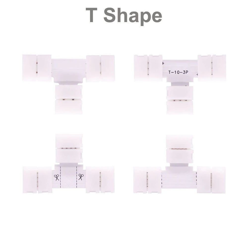 LED Strip Solderless Led Connector 2/3/4/5PIN  L/T/X Shape Corner Connector For 10mm WS2811 WS2812 3528 5050 RGB Led Strip Light