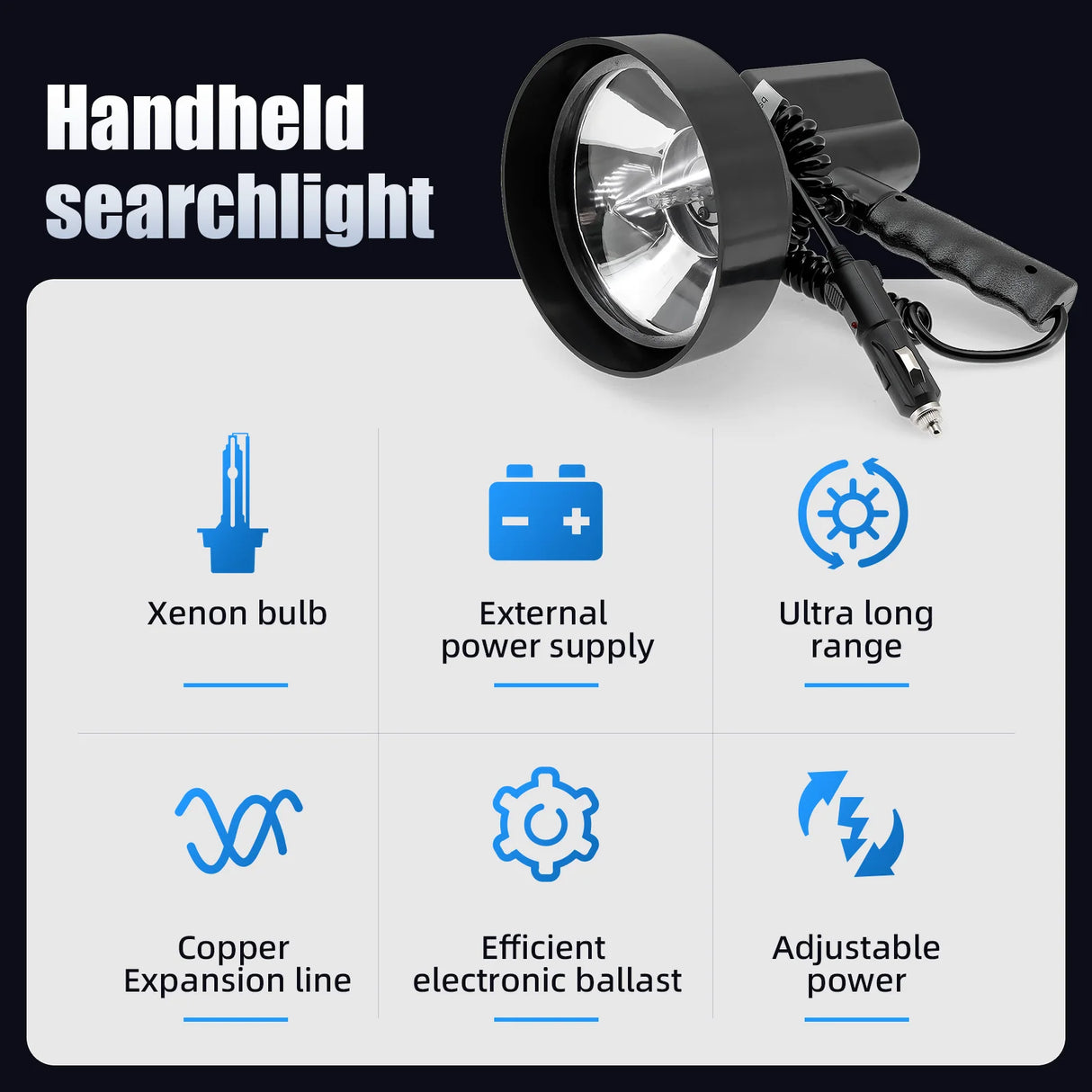 7inch -9 inch Xenon Lamp Handheld Camping Hunting Fishing Spot Light Spotlight Off Road Car Light Bar Led Working Lights 12v 24v
